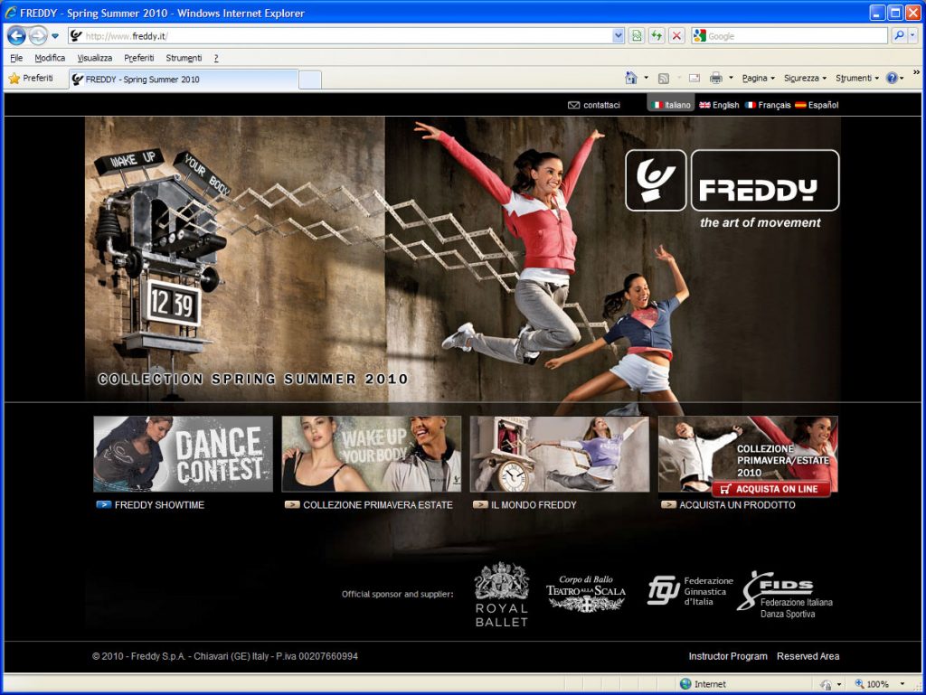 sito internet freddy.it abbigliamento sportivo studio grafico firenze